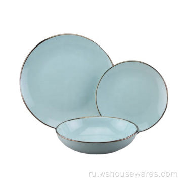Высококачественные красочные глазурованные белые керамические обеденные тарелки